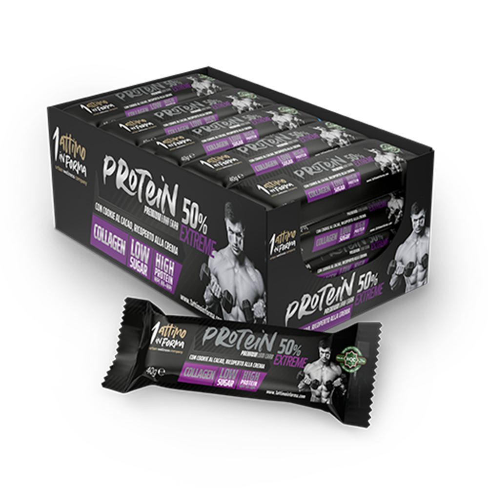 24 Barrette Proteiche al 50%; Gusto Cookie e Cacao