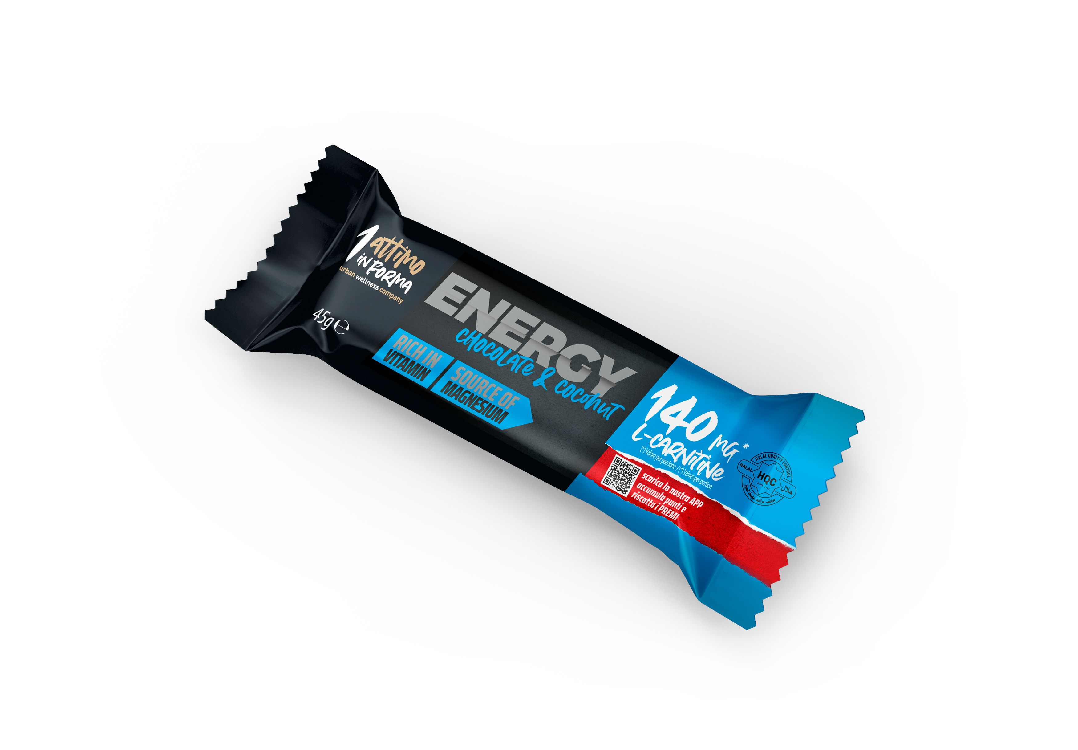 24 Energy Bars with L-Carnitine; Coconut and Chocolate Flavor (45g)