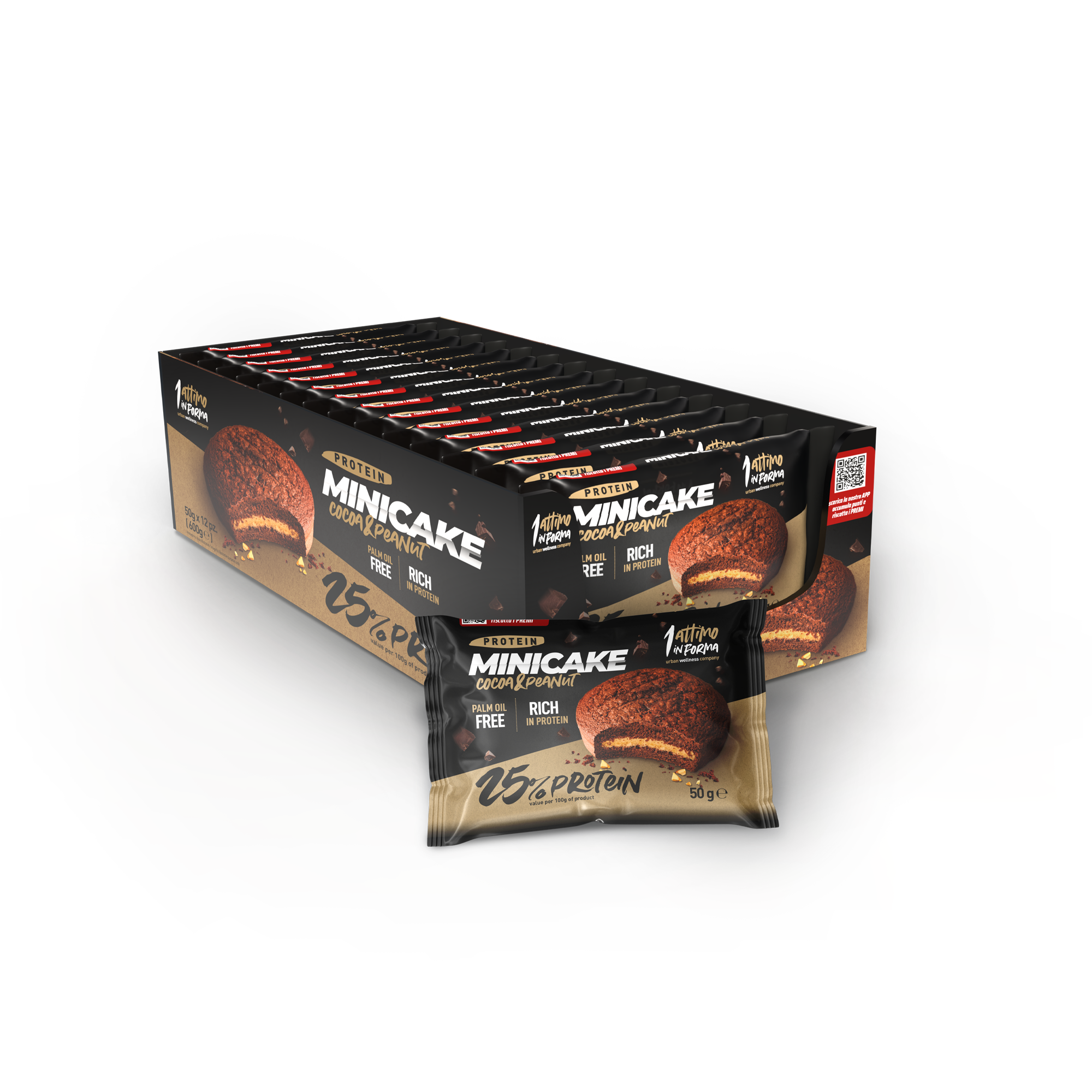 25% Protein Mini Cake; Cocoa and Peanut Butter Flavor
