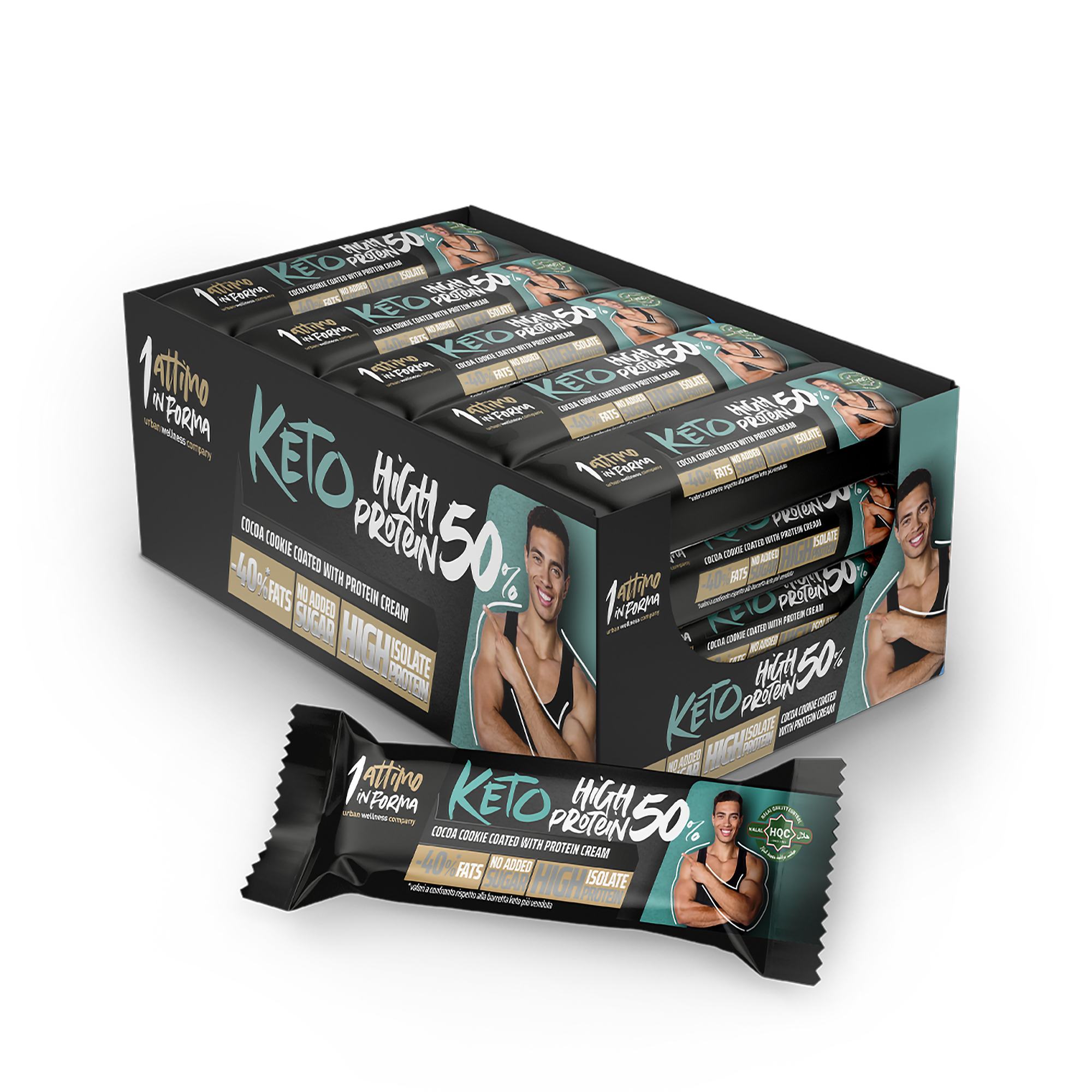 24 Keto Protein Bars 50%; Cookie and Cocoa Flavor