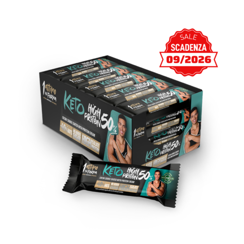 24 Barrette Keto Proteiche al 50%; Gusto Cookie e Cacao