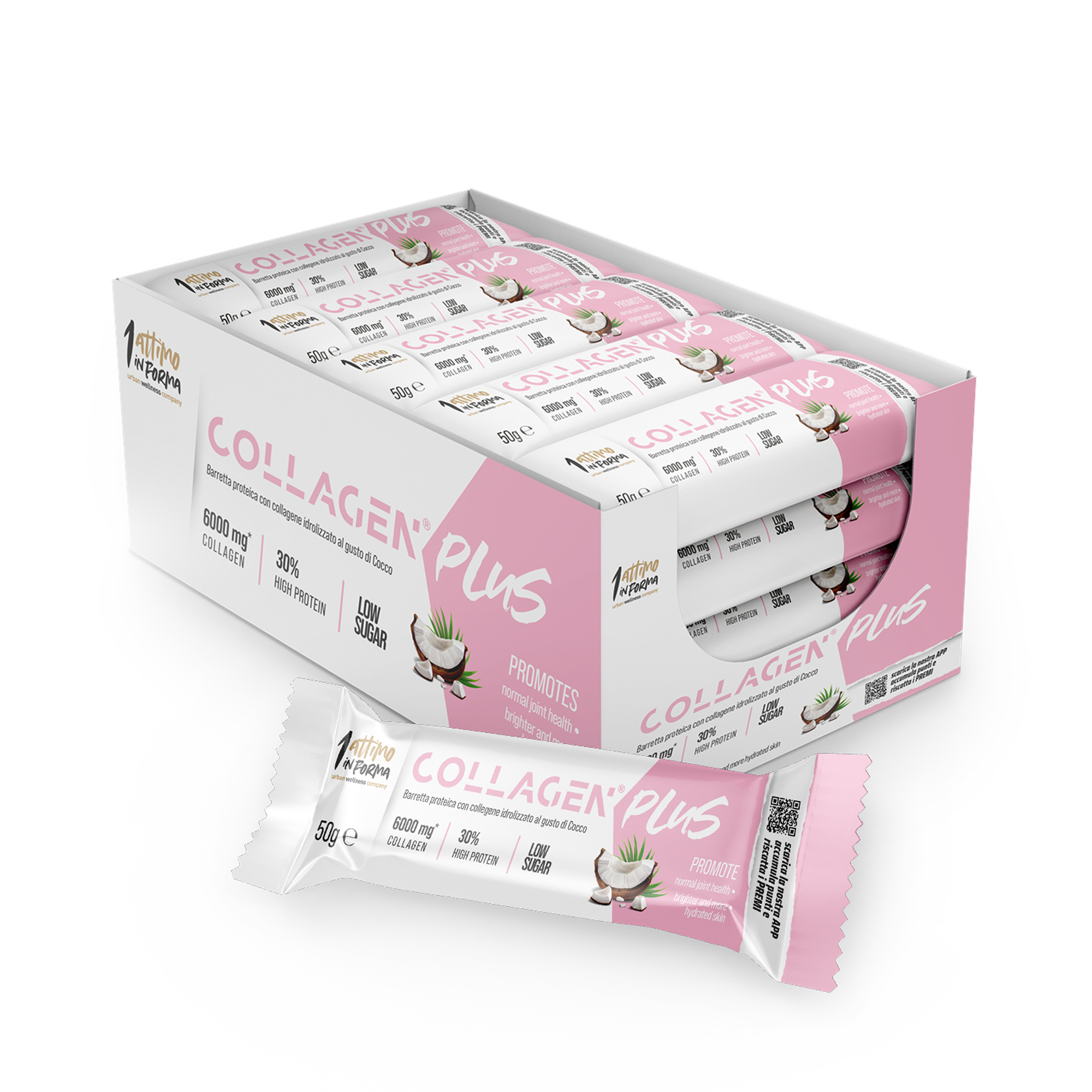 12 Barrette Proteiche Collagen Plus al Cocco