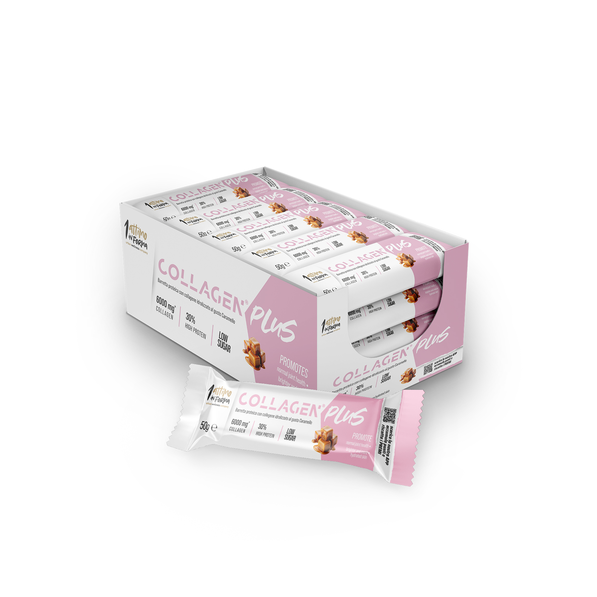 12 Barrette Proteiche Collagen Plus al Caramello