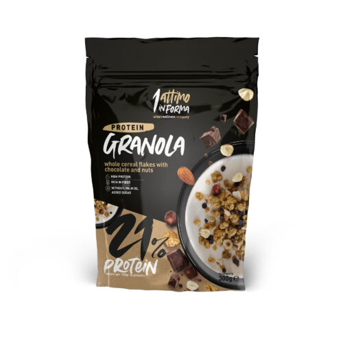 Granola Proteica al 21%; Gusto Nocciole, Mandorle e Cioccolato