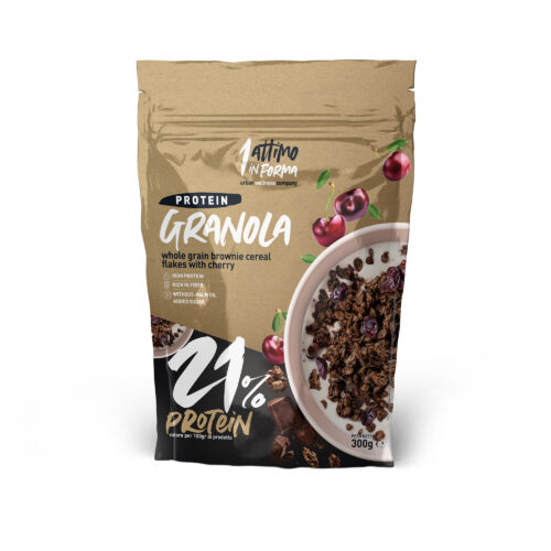 Granola Proteica al 21% Gusto Brownie e Ciliegia