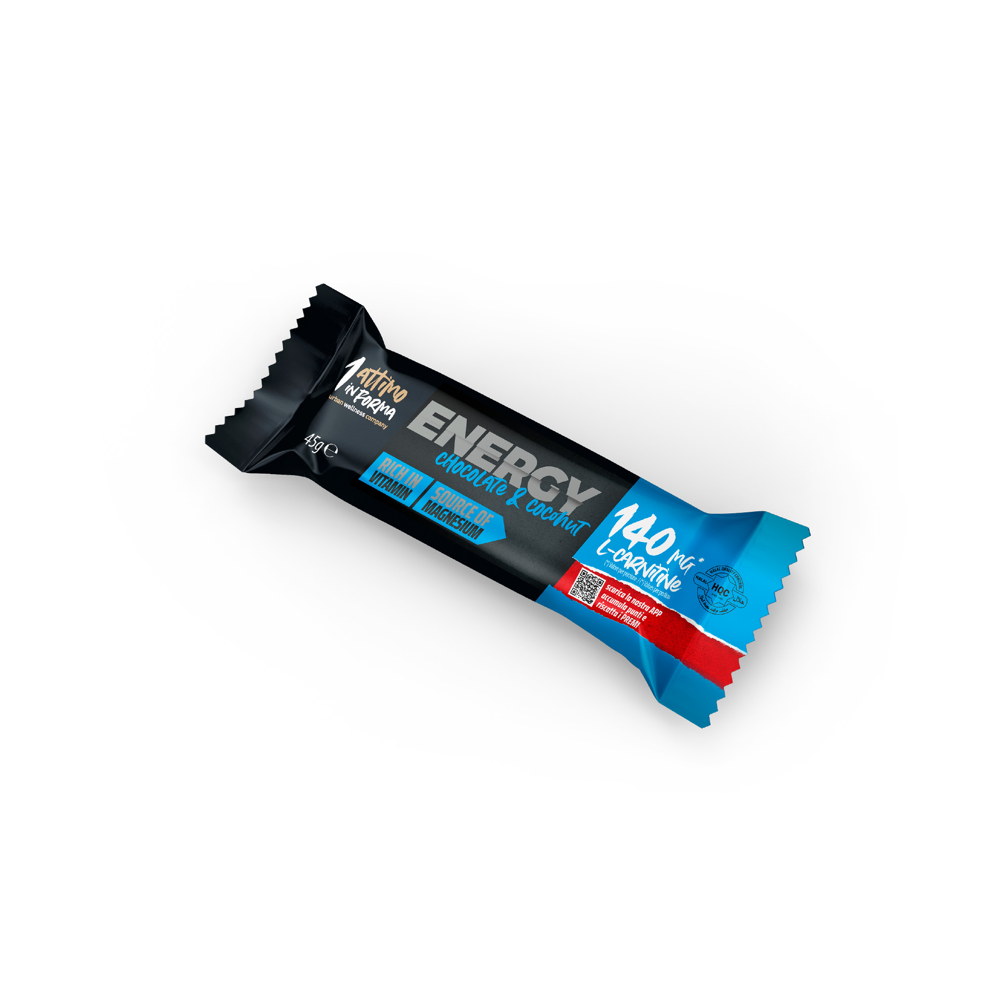 24 Energy Bars with L-Carnitine; Coconut and Chocolate Flavor (45g) - Image 2