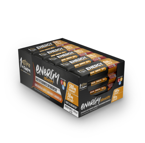 24 Barrette Energy Crunchy con Magnesio; Gusto Cioccolato al latte, Arachidi e Caramello (45 GR)